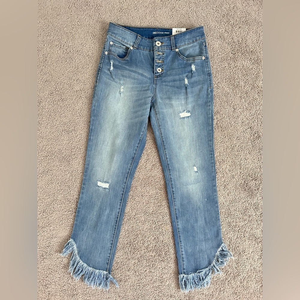 iNC  DENIM INTERNATIONAL CONCEPTS FASHION BASICS STRAIGHT MID RISE - CROP - Picture 2 of 11